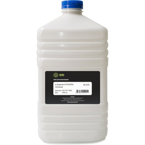Тонер Cactus CS-TKY4-1000 черный флакон 1000гр для принтера Kyocera TK-3060/3100/3110/3130/3150/3160/3170/3190/3200/3300/3400/3410/3430/3440/50/55/60