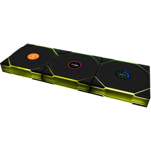 Комплект вентиляторов (3шт.) Lian Li Uni Fan TL Wireless LCD 120 (G99.12TLLCD1W3B.R0)/12TLLCD1W3B Black/120x124x28мм (PWM, ARGB, 1900 об/мин (Max.))