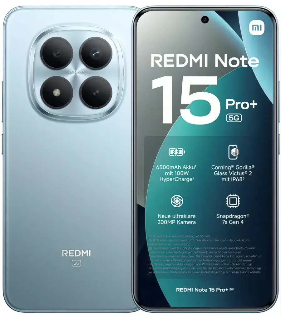 Смартфон Xiaomi Redmi Note 15 Pro + 5G 12/512 Голубой — фото 2 Смартфон Xiaomi Redmi Note 15 Pro + 5G 12/512 Голубой — фото 2