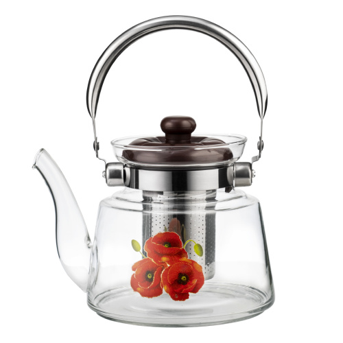 Заварочный чайник LARA LR06-12 1000мл боросиликатное стекло, стальной фильтр, складная ручка