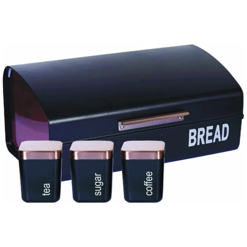 Хлебница Zeidan Z-11021 черная с банками для сыпучих Хлебница Zeidan Z-11021 черная с банками для сыпучих