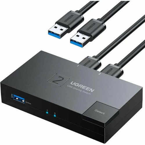 Переключатель UGREEN CM618 15149 USB 3.0 Sharing Switcher 2 In 1 Out Black Переключатель UGREEN CM618 15149 USB 3.0 Sharing Switcher 2 In 1 Out Black