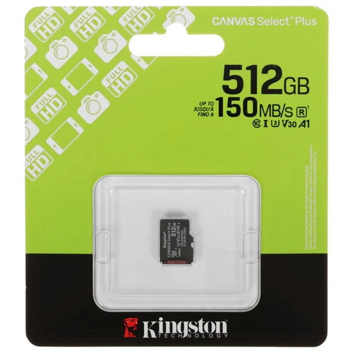 Карта памяти Kingston Canvas Select Plus SDCS3/512GBSP microSDXC 512GB V30 A1 w/o adapter
