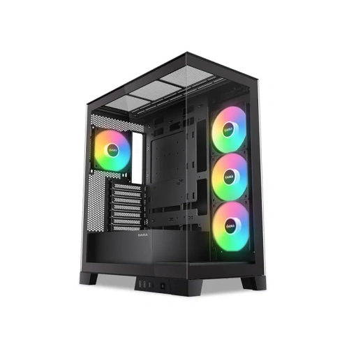 Корпус SAMA V50 Black (V50-BKADA4X1-GL) без БП, Midi-Tower, TG, 4x120mm ARGB, 2xUSB 3.0 + 1xUSB 3.1 Type-C, ATX, mITX