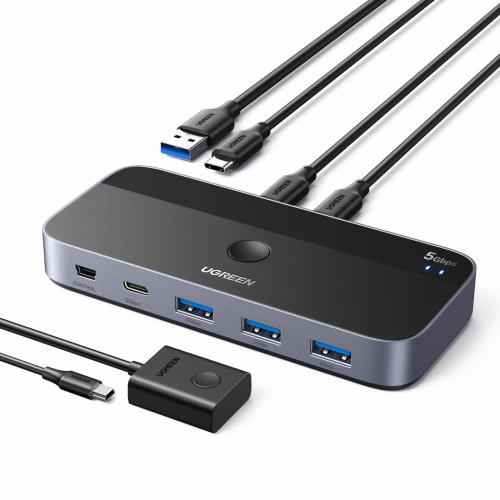 Переключатель UGREEN CM687 (25098) USB-C Sharing Switch 2 In 4 Out With Desktop Controller Grey Переключатель UGREEN CM687 (25098) USB-C Sharing Switch 2 In 4 Out With Desktop Controller Grey