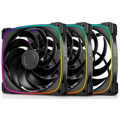Комплект вентиляторов (3 шт.) Geometric Future Squama 2503RB-14 Reverse Black (1F2503R314000) / 140mm, PWM, 2100 RPM, 71.80 CFM, 34.0 dBA, 5V ARGB