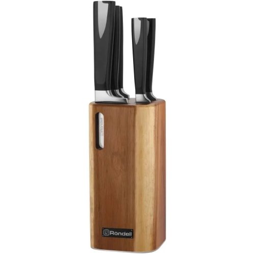 Набор ножей Rondell Cascara RD-1852 6предм. с подставкой черный
