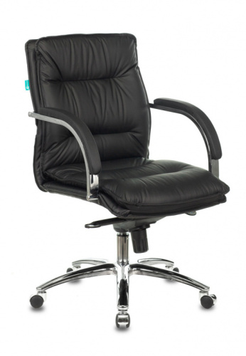 Кресло руководителя Бюрократ T-9927SL-LOW/Black низкая спинка черный кожа крестовина хром