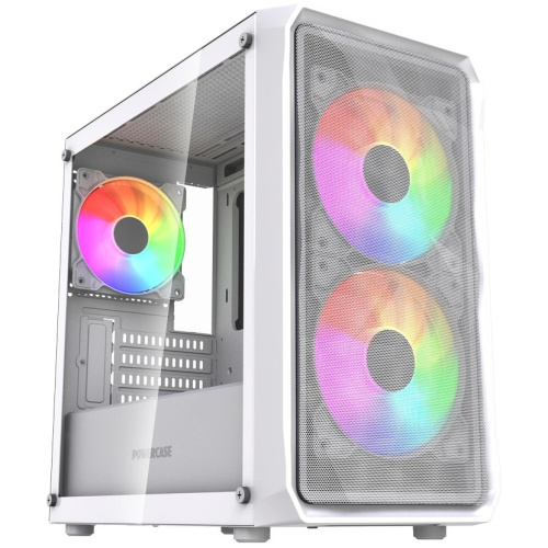 Корпус Powercase Mistral Micro A3W ARGB V2 (CMMAW-A3-V2), Tempered Glass, 2x 140mm ARGB PWM+1x 120mm ARGB PWM, белый, mATX