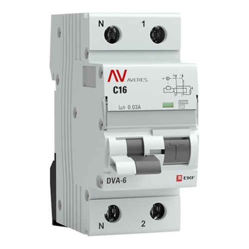 Дифавтомат EKF Averes DVA-6 (rcbo6-1pn-16C-30-a-av)