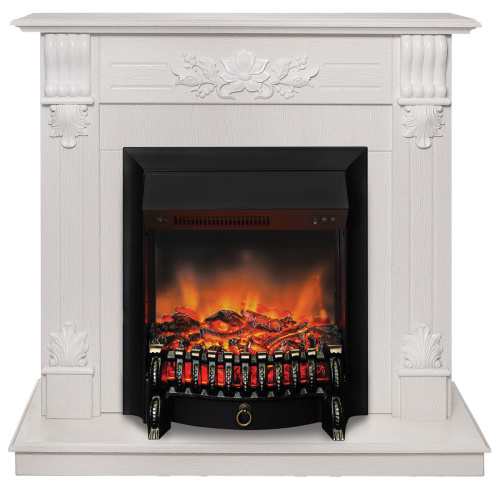 Электрокамин RealFlame Ottawa WT белое золото с очагом Fobos Lux Black Электрокамин RealFlame Ottawa WT белое золото с очагом Fobos Lux Black
