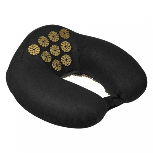 Подушка дорожная акупунктурная Bradex KZ 0740 Нирвана чёрная золотые шипы Подушка дорожная акупунктурная Bradex KZ 0740 Нирвана чёрная золотые шипы