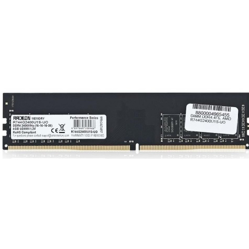 Оперативная память DDR4 4Gb 2400MHz AMD R744G2400U1S-UO OEM PC4-19200 CL17 DIMM 288-pin 1.2В