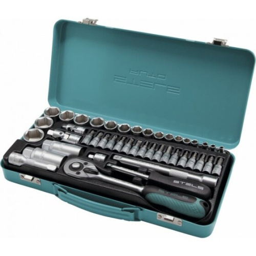 Набор торцевых головок Stels 13575 с трещоткой/1/4"и 3/8"/44 предмета
