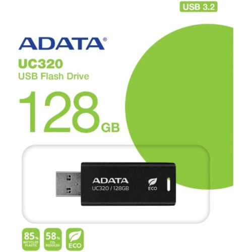 USB-флешка A-DATA UC320 (UC320-128G-RBK/BK) 128GB USB 3.2, черный выдвижной