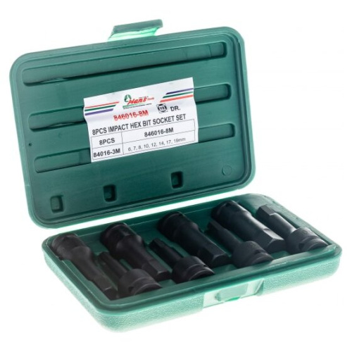 Комплект ударных шестигранников Hans 846016-8M 1/2"