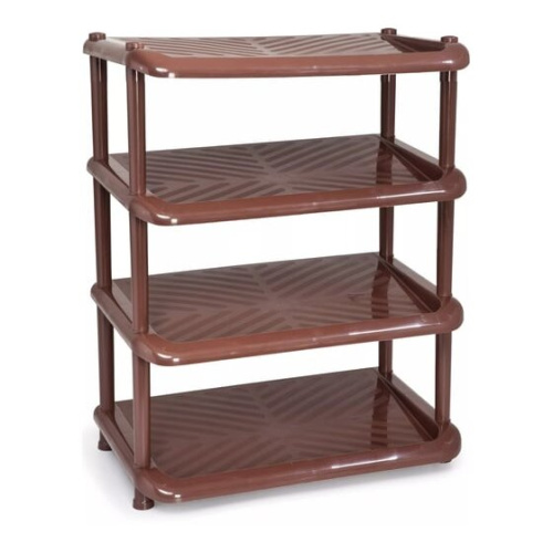 Этажерка для обуви ПОЛИМЕРБЫТ Комфорт 439240200 4 полки, коричневая