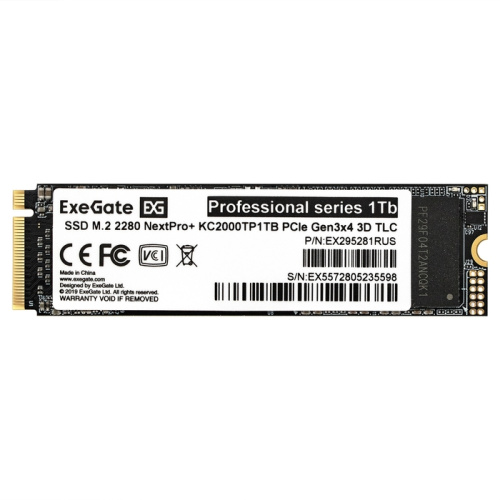 SSD ExeGate NextPro+ KC2000TP1TB EX295281RUS M.2 2280 1Tb (PCIe Gen3x4, NVMe, 22x80mm, 3D TLC)