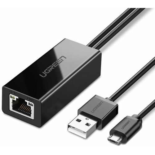 Адаптер UGREEN 30985 Micro USB 2.0 To 100Mbps Ethernet Adapter For Chromecast And Micro TV Sticks Black