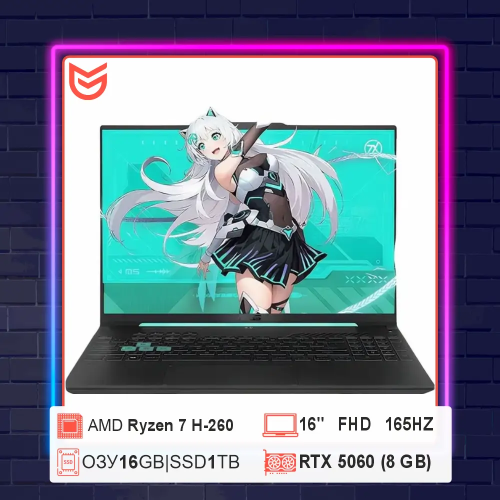 ASUS TUF 16 Ryzen 7 H-260/RTX 5060 8GB/16GB DDR5/1TB NVMe/Gray