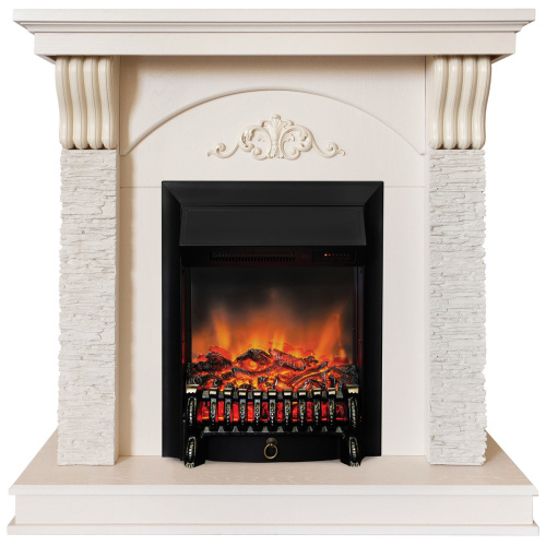Электрокамин RealFlame Corfino WT айвори с очагом Fobos Lux Black RC
