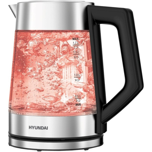 Электрочайник Hyundai HYK-G4402 черный и серебристый