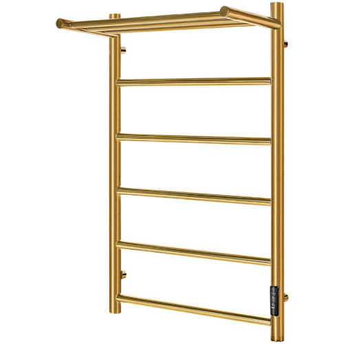 Электрический полотенцесушитель Stout Jazz Round 80*50 Золотой Хром 585 с полкой