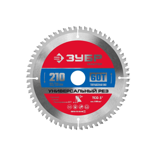 Пильный диск Зубр 36916-210-30-60_z01 по алюминию, 210мм, 1.6мм, 30мм