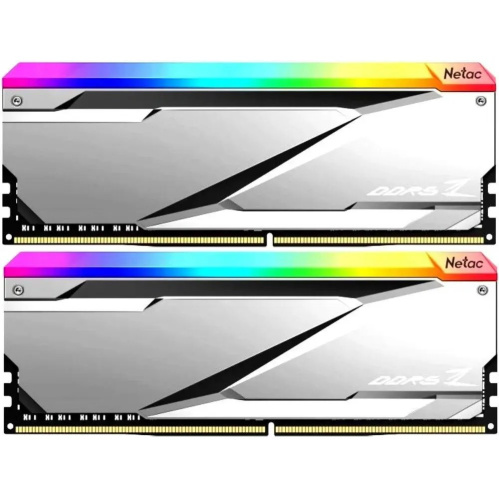 ОЗУ Netac Z NTZED5P64DP-32S DDR 5 DIMM 32Gb (16Gbx2) 6400Mhz, RGB DDR5-6400 C32 Silver, с радиатором