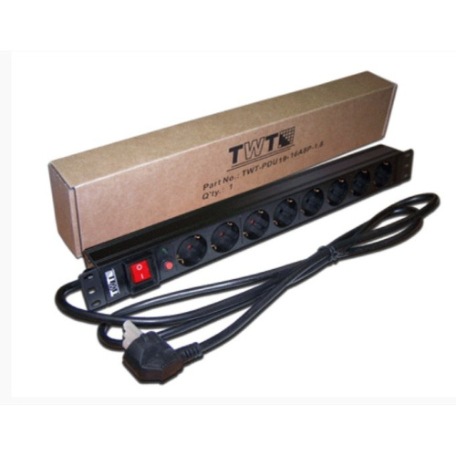 Блок распределения питания Lanmaster TWT-PDU19-16A8P-3.0 гор.размещ. 8xSchuko базовые 16A Schuko 3м