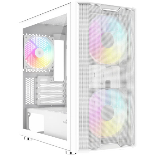 Корпус SAMA S30 White (S30-WHMPA3X1-GL), без БП, Midi-Tower, TG, 2x140mm + 1x120mm ARGB, 1xUSB 3.0 3.1 Type-C, mATX, mITX