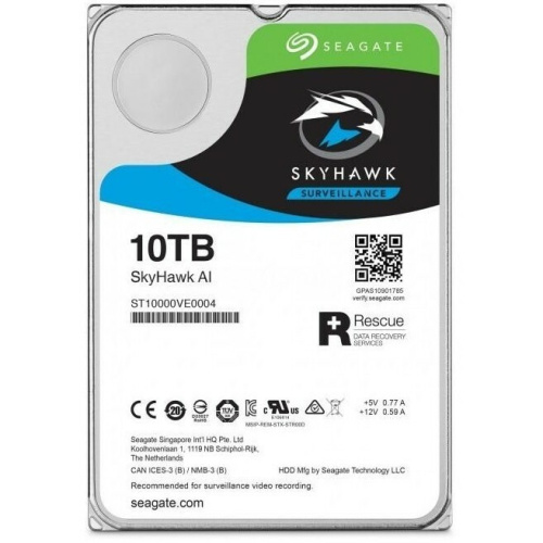 HDD Seagate SkyHawkAl (ST10000VE000) 10TB SATA 6 Гбит/с, 7200 rpm, 256 mb buffer, для видеонаблюдения