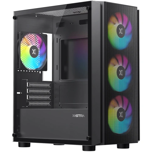 Корпус XASTRA A402M 4ARGB-C6 Black (A402M-4FC12A-BK-C6) mATX/Mesh/full-size TG/ 4x120mm ARGB PWM fans/Argb+PWM HUB 6port