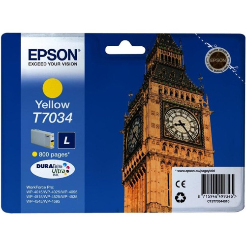 Картридж струйный Epson C13T70344010 желтый для I/C WP 4000/4500 0.8k