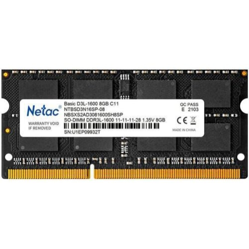 ОЗУ Netac Basic NTBSD3N16SP-08 DDR3L 8Gb 1600MHz PC3-12800 CL11 SO-DIMM 260-pin 1.35В single rank