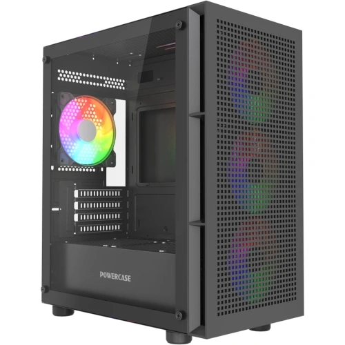 Корпус Powercase Mistral Micro EM17 (CMMEM17B-A4), Tempered Glass, 4x120mm ARGB PWM fan, чёрный, mATX