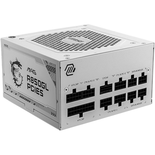 Блок питания MSI MAG A850GL PCIE5 White (306-7ZP8A24-CE0), 850W, 80+ Gold, полностью модульный, ATX 3.0, PCIE5, RTL