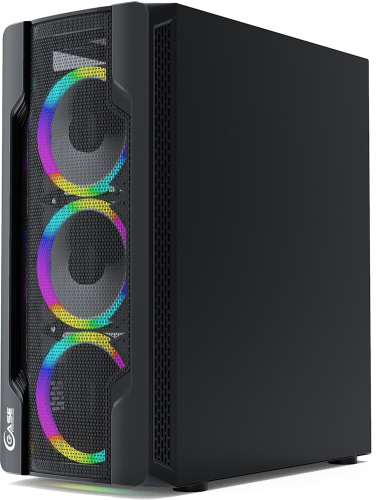 Корпус Powercase Mistral X4 Mesh LED (CMIXB-L4) Tempered Glass, 4x 120mm 5-color fan, чёрный, ATX