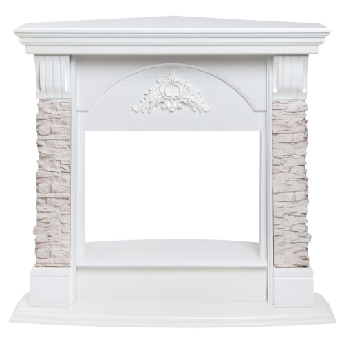 Портал каминный из МДФ угловой RealFlame Athena Corner серый белый, угловой