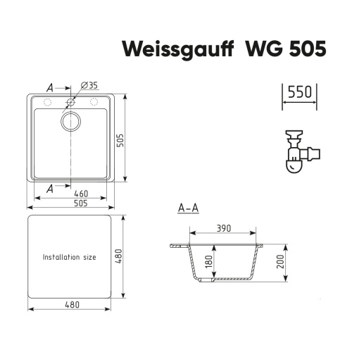 Мойка Weissgauff WG 50507 Deep Black