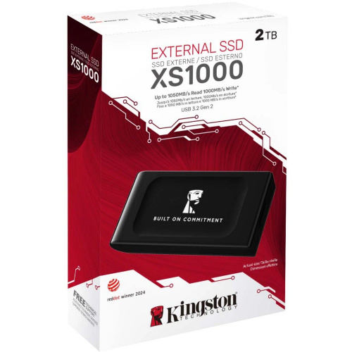 Внешний SSD Kingston XS1000 2000Gb (SXS1000/2000GA) USB3.2 Gen2 x2, Type-C, 1050/1000Mbs, 69.5x32.5x13.5mm, 28.7g
