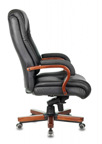 Кресло руководителя Бюрократ T-9925WALNUT/Black черный кожа крестовина дерево