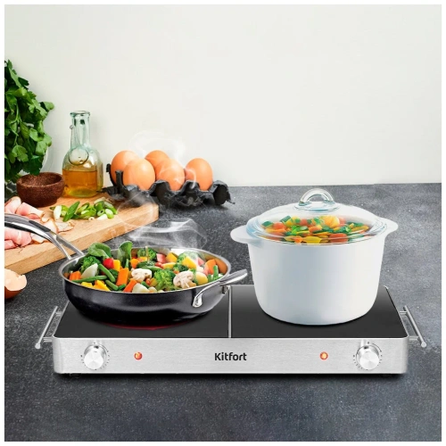 Настольная плита Kitfort КТ-150 серебристый