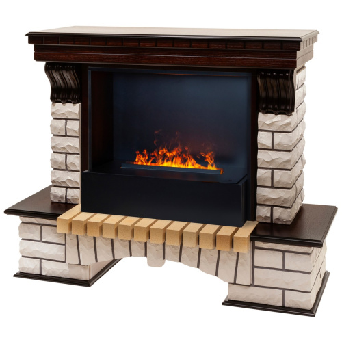 Электрокамин RealFlame Country 26 AO античный дуб с очагом 3D Cassette 630 Black Panel