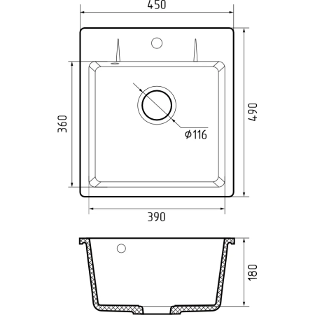 Кухонная мойка GRANFEST Urban 245 dark gray