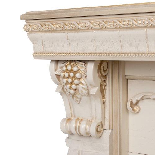 Электрокамин RealFlame Patricia WT белый дуб с золотой патиной с очагом Majestic Lux Black