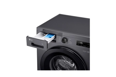 Стиральная машина LG F2Y1VS6J 9 кг, инверторный мотор с прямым приводом функция пара Steam, 8 программ, для аллергиков и детской одежды, черный