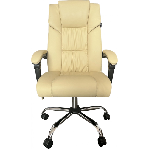 Кресло Cactus CS-CHR-OC04M-WT с вибромассажем слоновая кость эко кожа крестовина