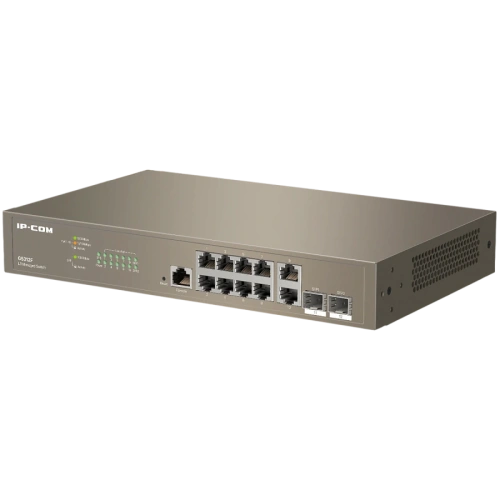 Коммутатор управляемый L3 IP-COM G5312F 12 портов, 10х1 Гбит/с, Base-X SFP 2х1 Гбит/с, настольный