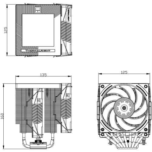 Кулер Thermalright Phantom Spirit 120 Digital Snow (TRPS120DSNOW) LGA115X/1200/1700/1851/AM4/AM5 (Dual Tower, 2x120mm ARGB PWM Fan)